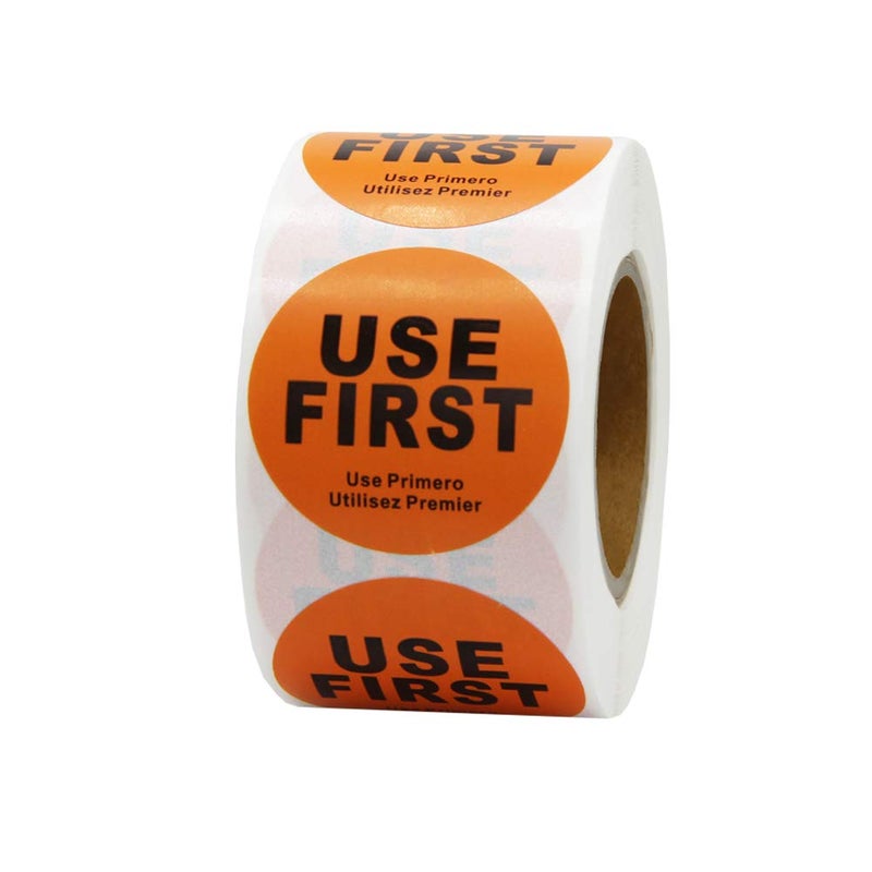 Hcode 1.5 inch â€œUse Firstâ€ Inventory Control Label Permanent Adhesive Restaurant Quality Food Labels 500Pcs/Roll - Image 1